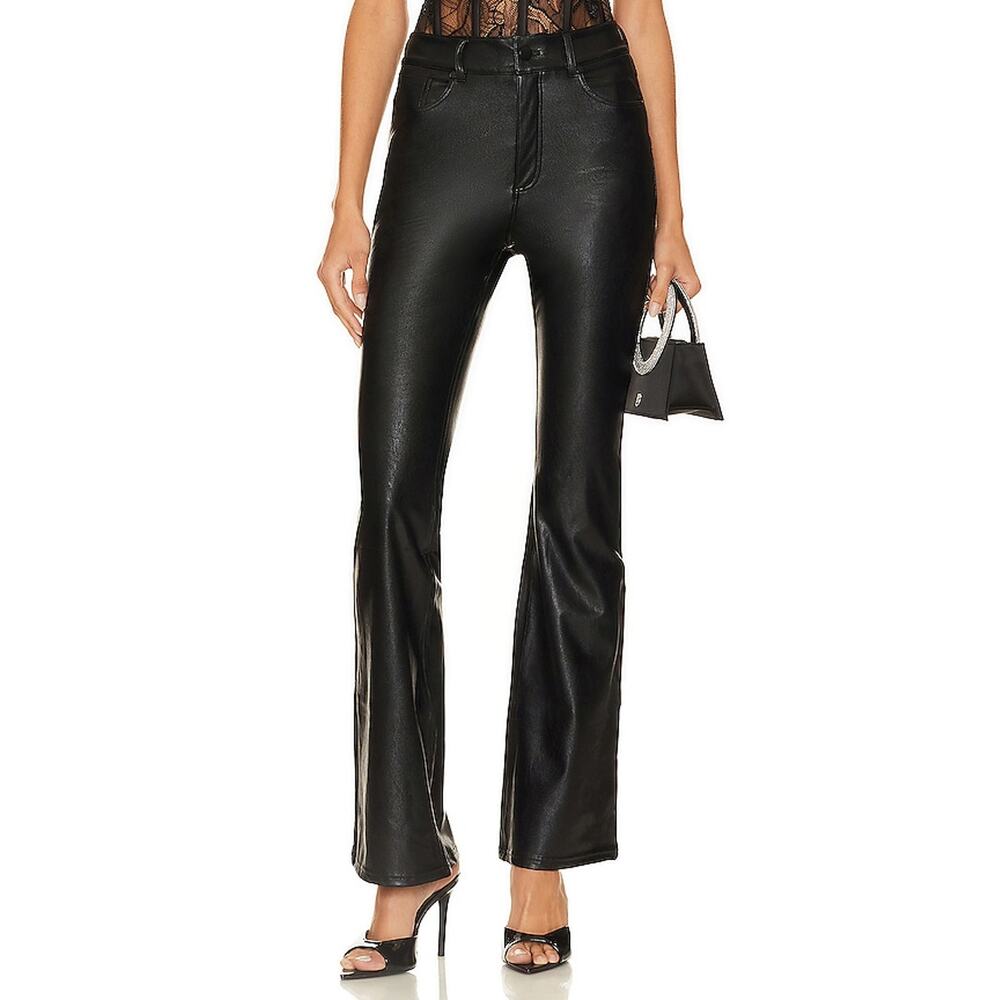 Commando Black Faux Leather Five Pocket Flare Pant Size XS